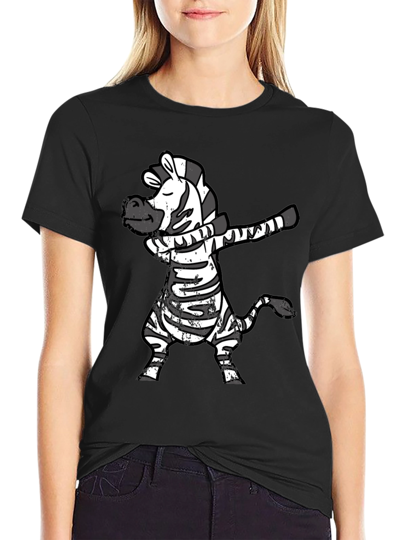 Dabbing Zebra Black T-Shirt Funny Animal Tee
