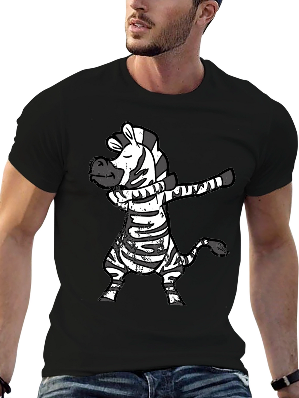 Dabbing Zebra Black T-Shirt Funny Animal Tee