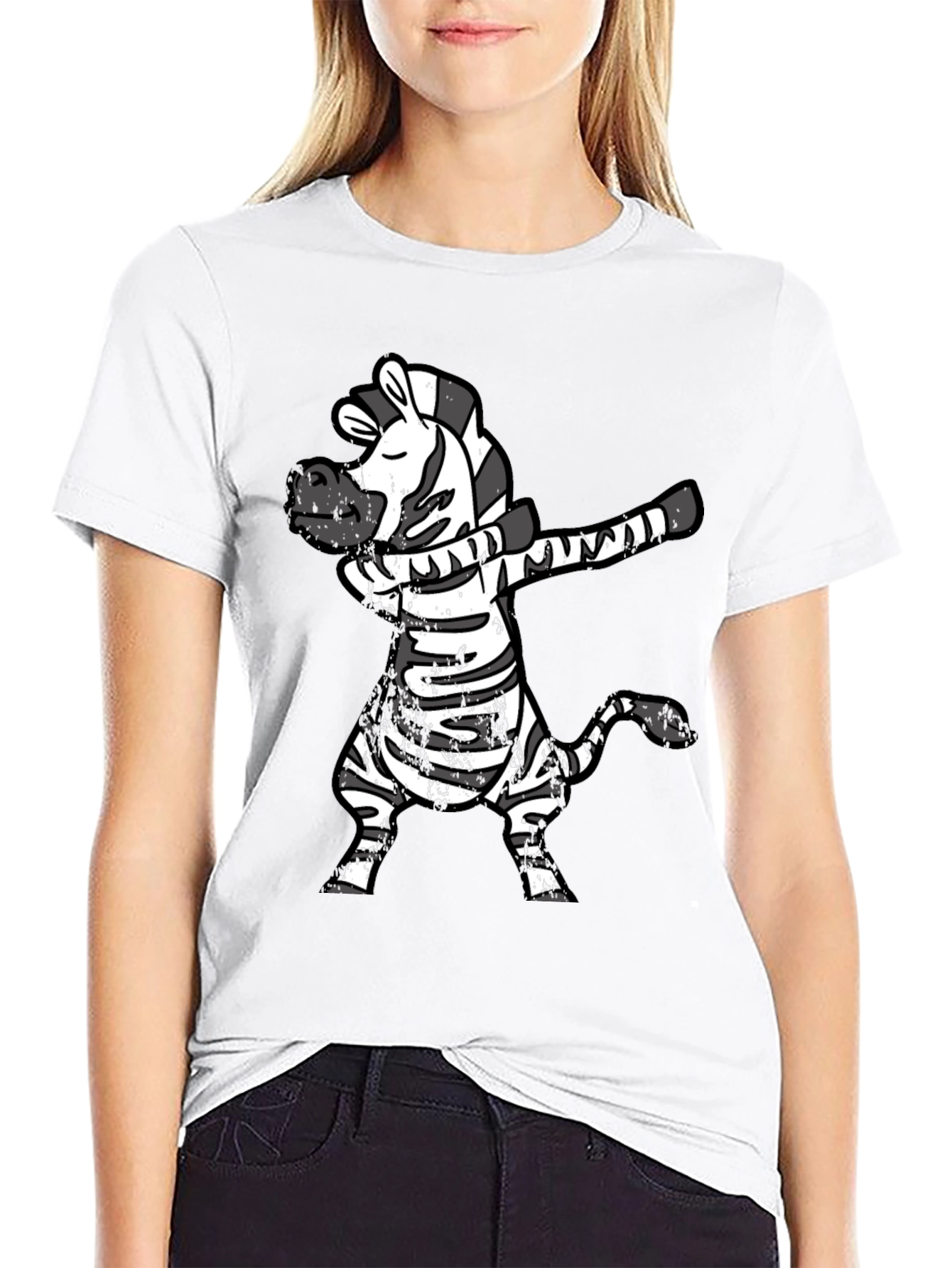 Dabbing Zebra Black T-Shirt Funny Animal Tee