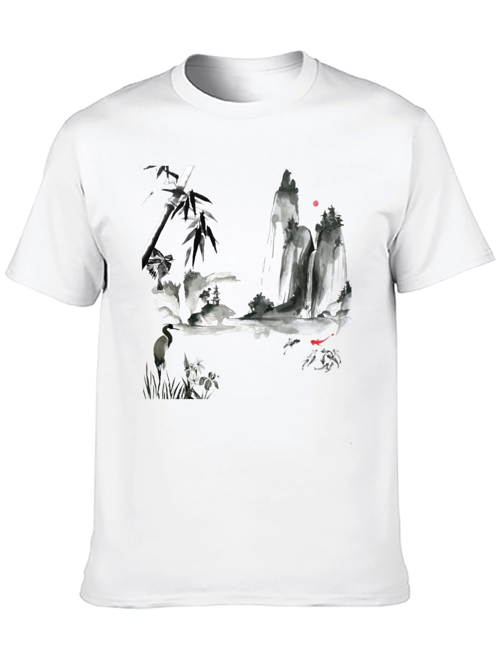 Ink Wash Painting T-Shirt - Mens Black Tee