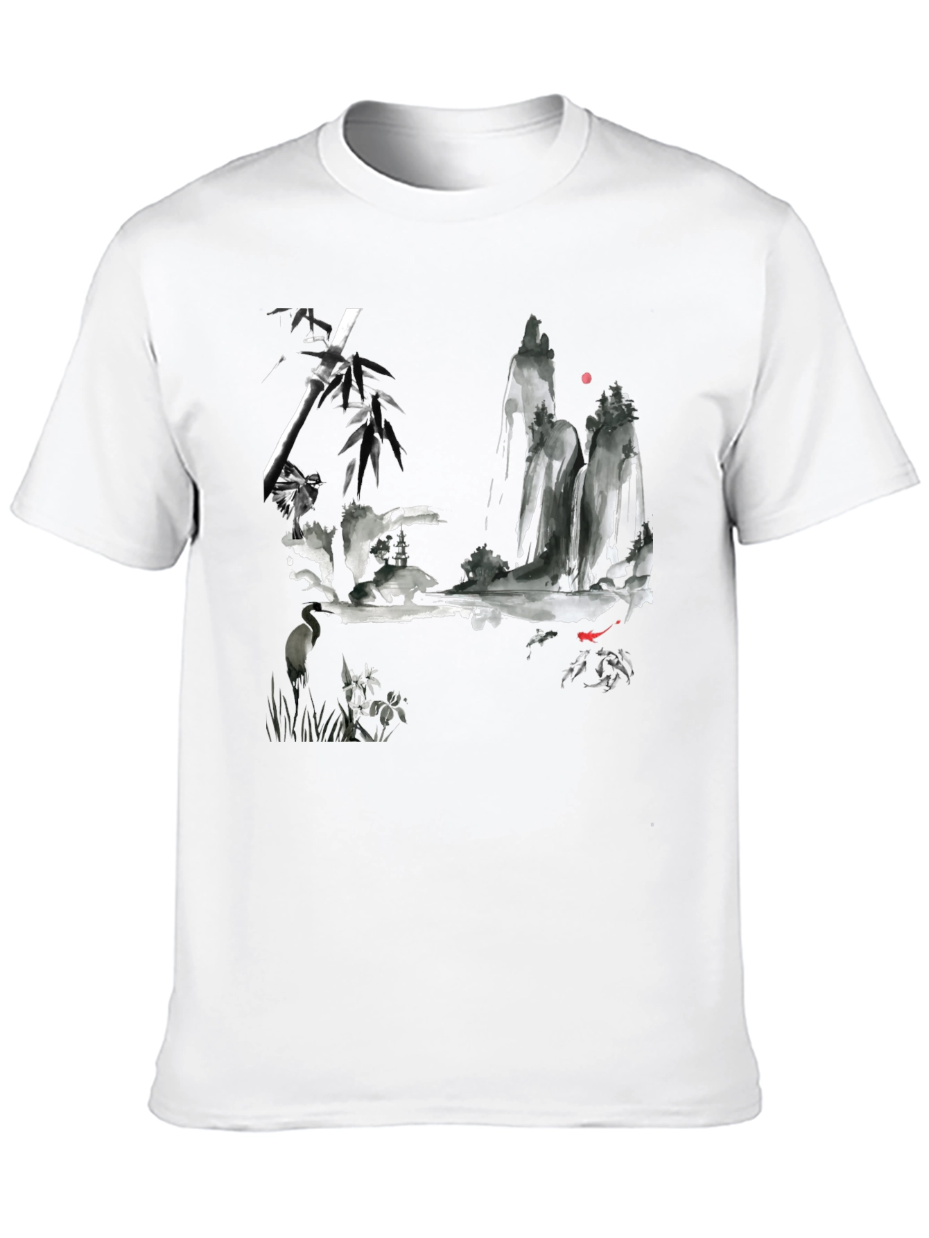 Ink Wash Painting T-Shirt - Mens Black Tee