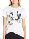 Ink Wash Painting T-Shirt - Mens Black Tee