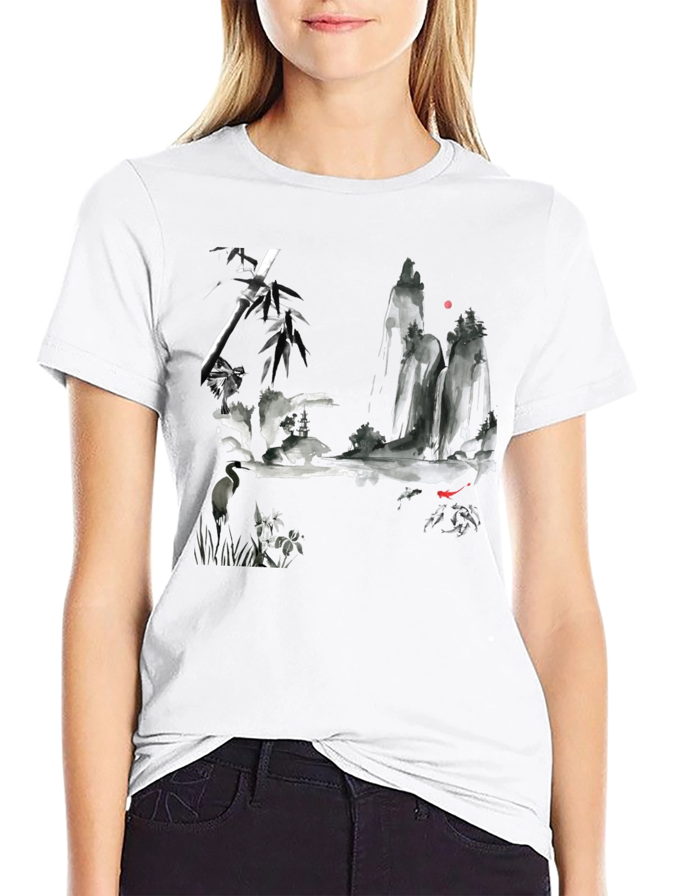 Ink Wash Painting T-Shirt - Mens Black Tee