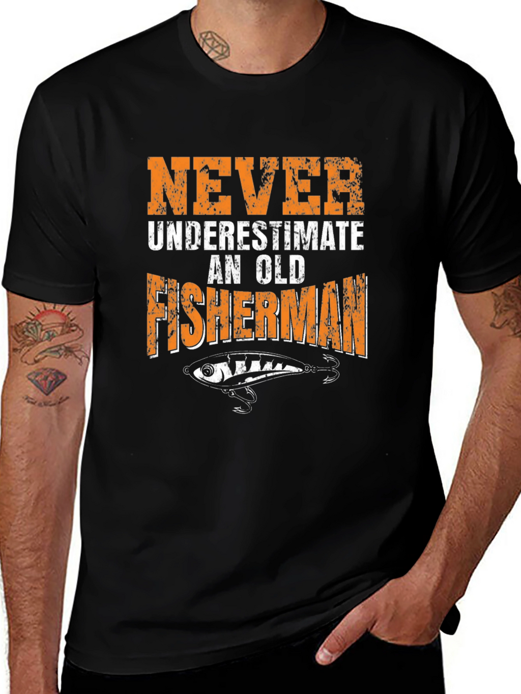 Never Underestimate an Old Fisherman Graphic T-Shirt