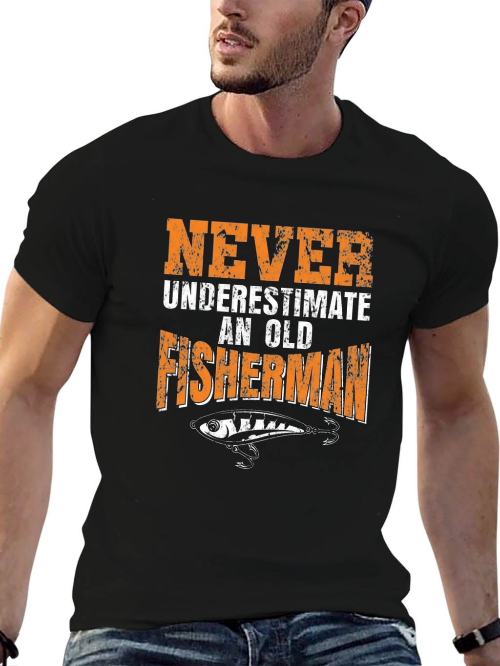 Never Underestimate an Old Fisherman Graphic T-Shirt