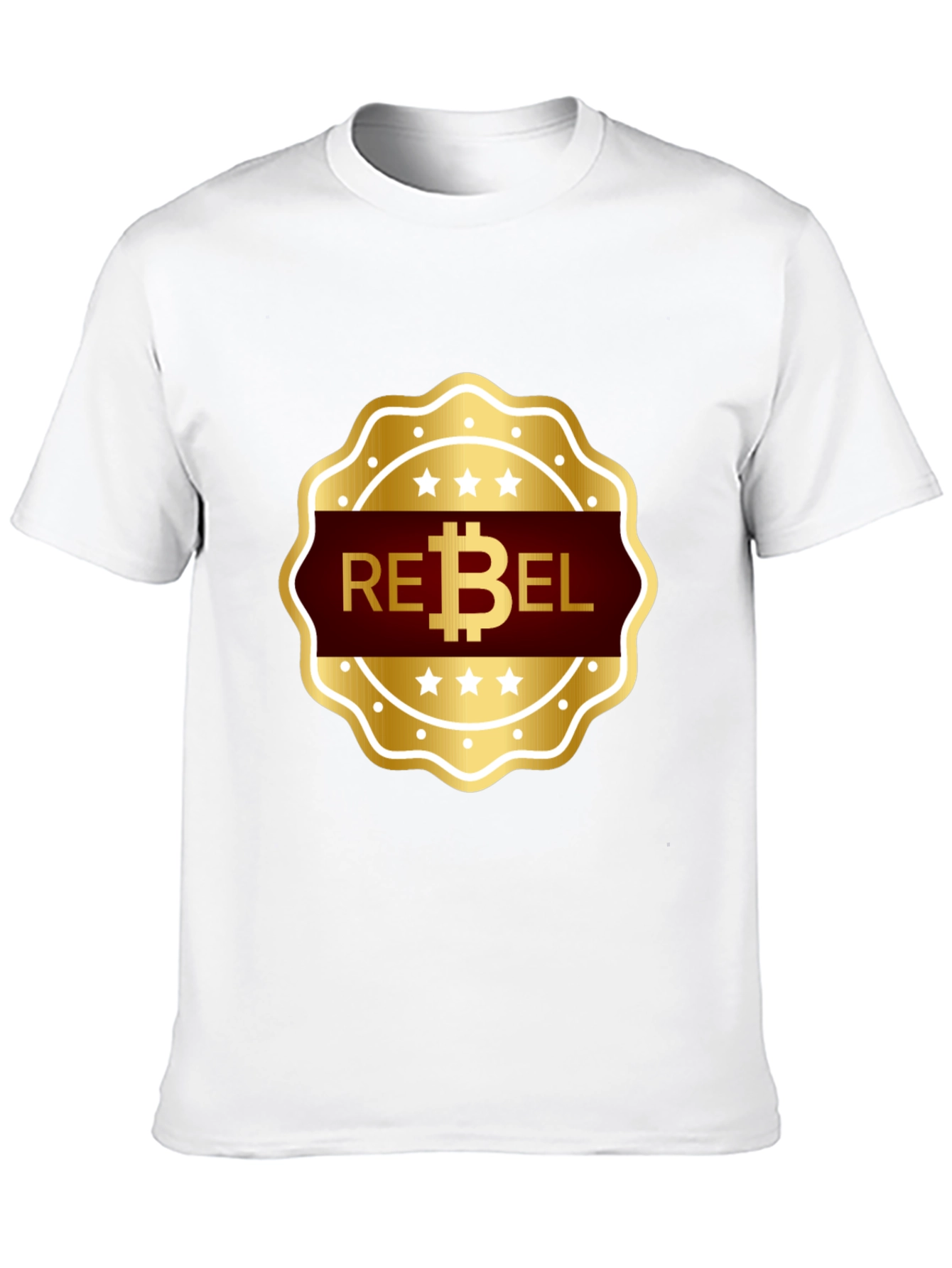 Rebel Bitcoin T-Shirt - Gold Emblem Design