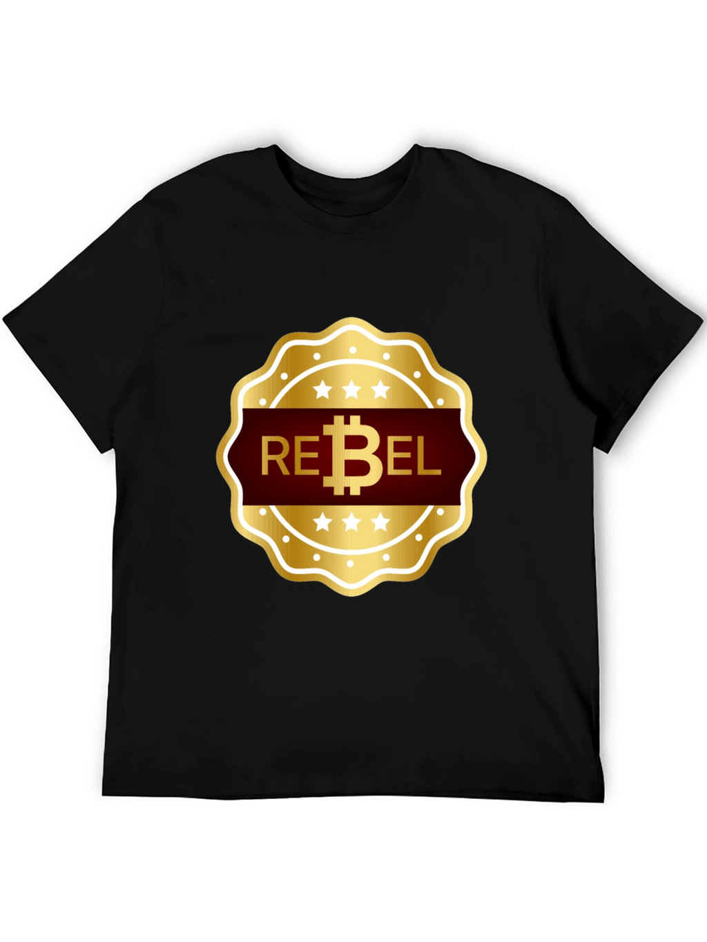 Rebel Bitcoin T-Shirt - Gold Emblem Design