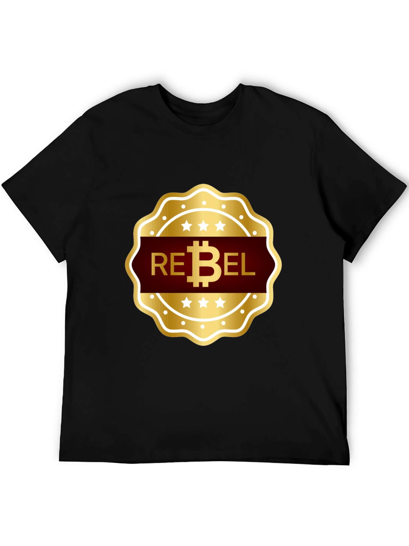 Rebel Bitcoin T-Shirt - Gold Emblem Design
