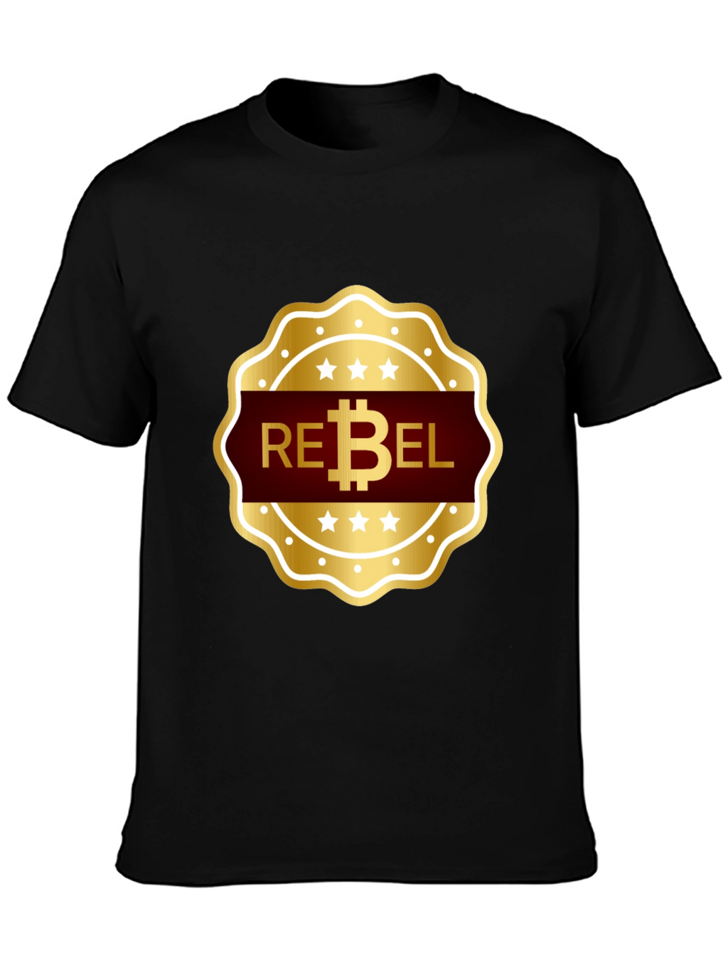 Rebel Bitcoin T-Shirt - Gold Emblem Design