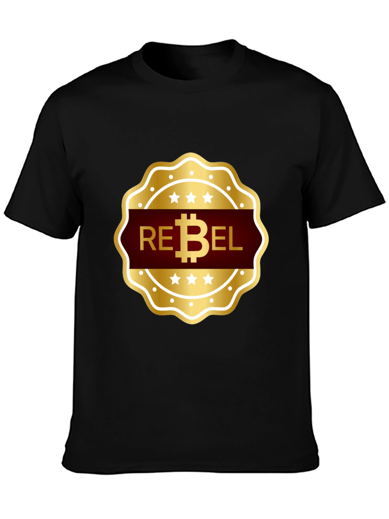 Rebel Bitcoin T-Shirt - Gold Emblem Design