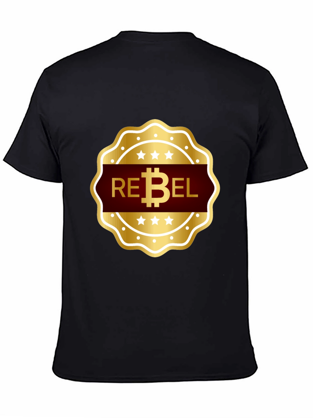 Rebel Bitcoin T-Shirt - Gold Emblem Design