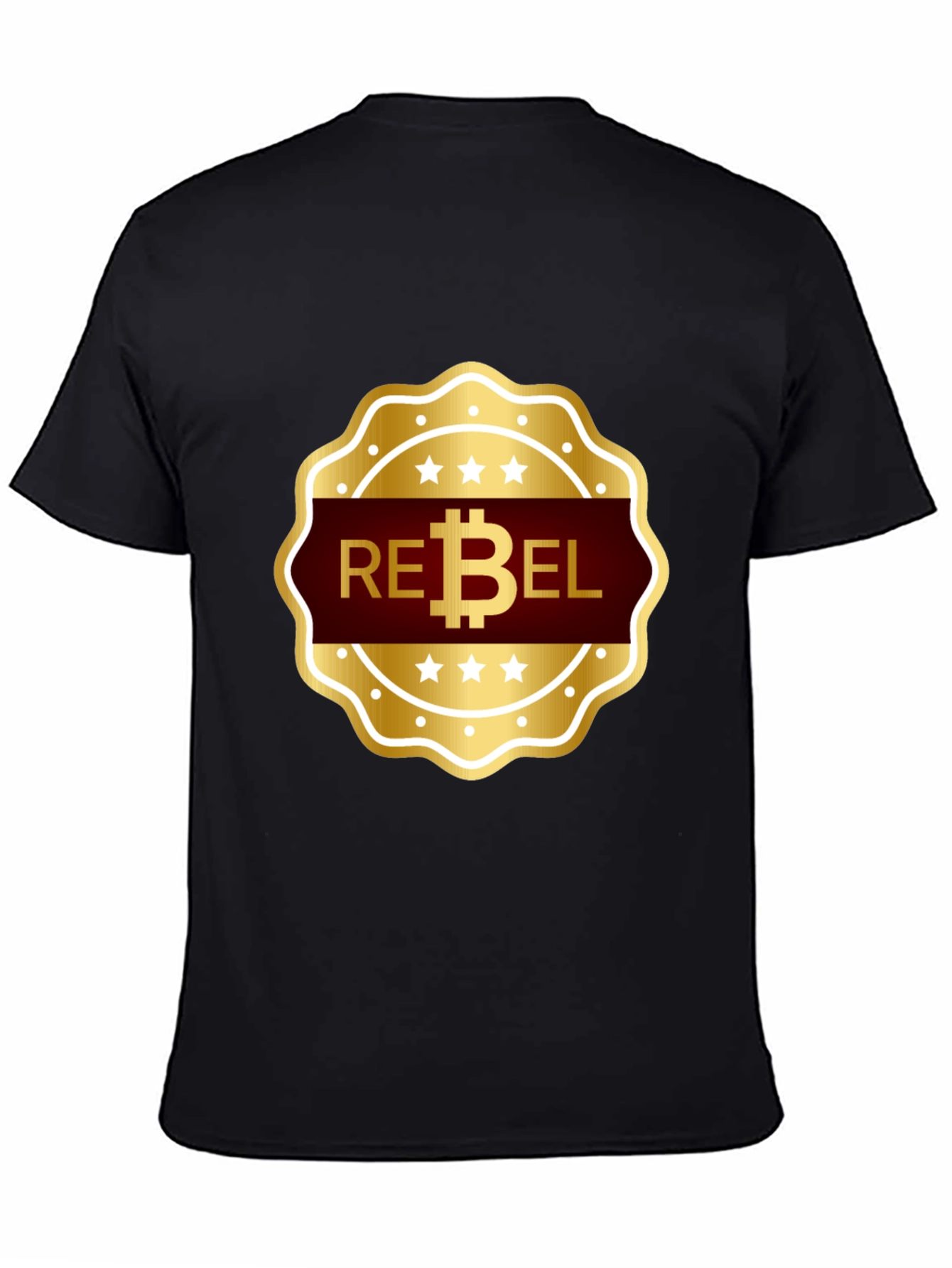 Rebel Bitcoin T-Shirt - Gold Emblem Design