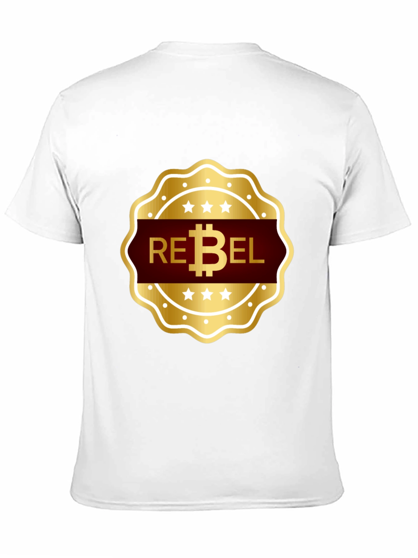 Rebel Bitcoin T-Shirt - Gold Emblem Design