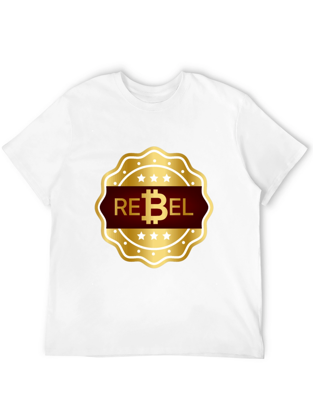 Rebel Bitcoin T-Shirt - Gold Emblem Design