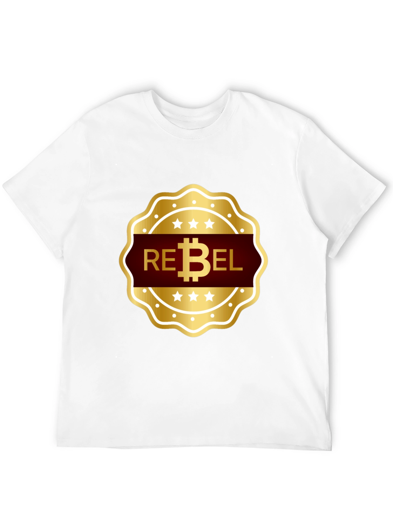 Rebel Bitcoin T-Shirt - Gold Emblem Design