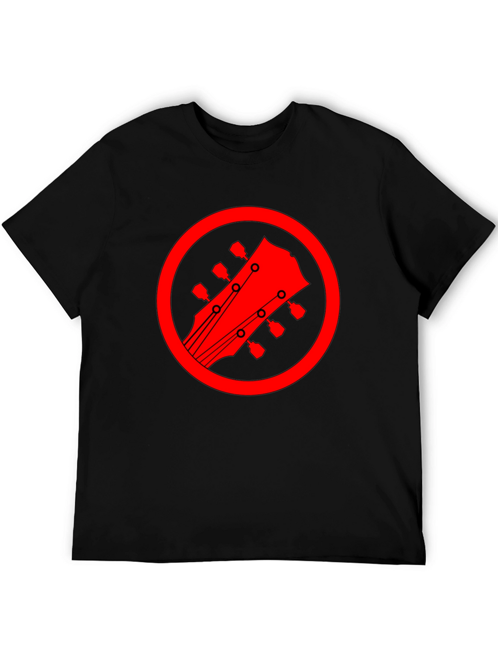 Guitar Headstock Graphic Tee - Black Cotton Blend