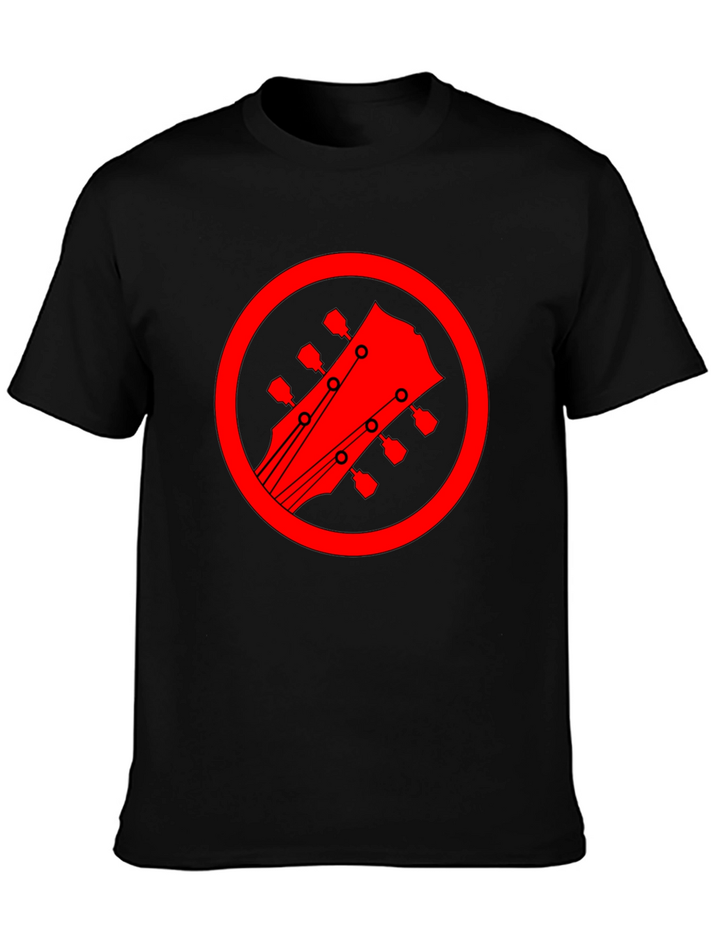 Guitar Headstock Graphic Tee - Black Cotton Blend