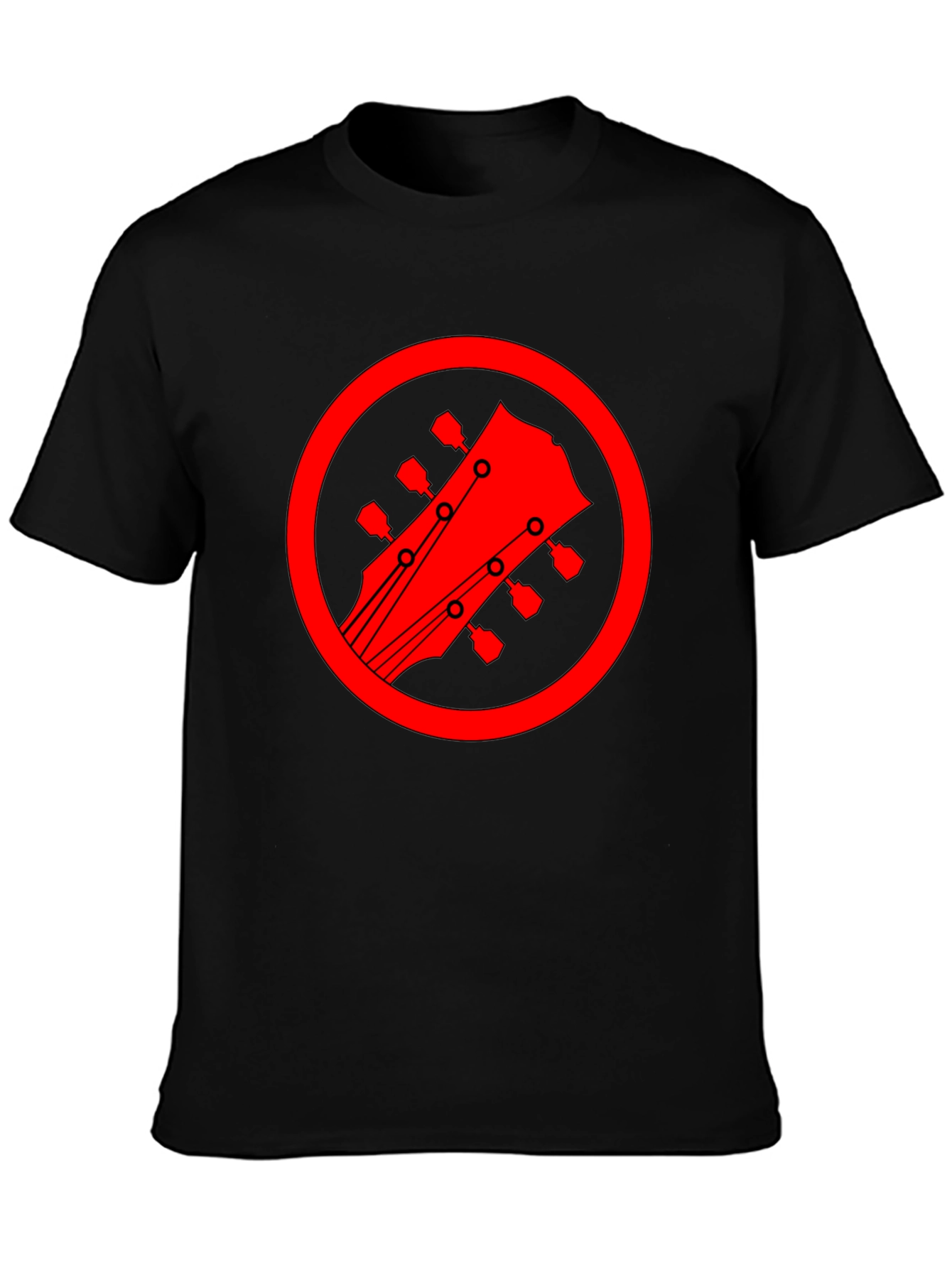 Guitar Headstock Graphic Tee - Black Cotton Blend