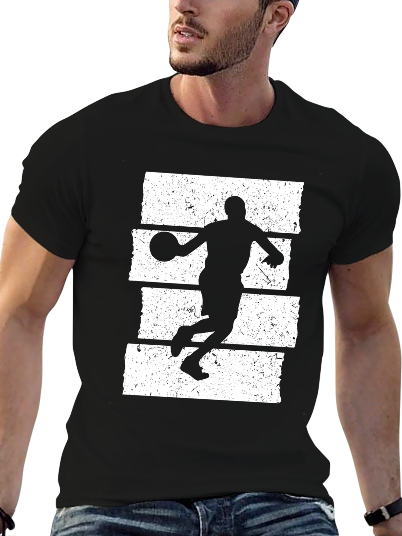Basketball Player Graphic T-Shirt - Black