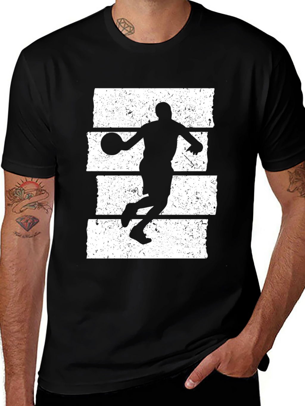 Basketball Player Graphic T-Shirt - Black