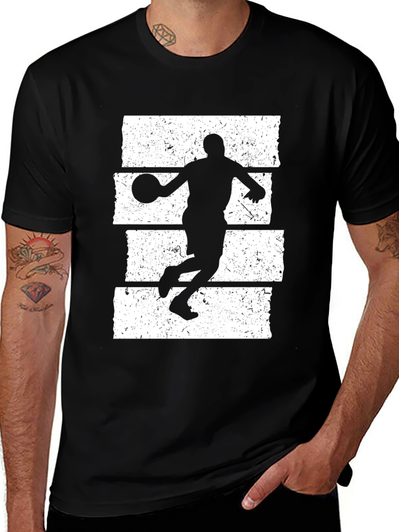 Basketball Player Graphic T-Shirt - Black