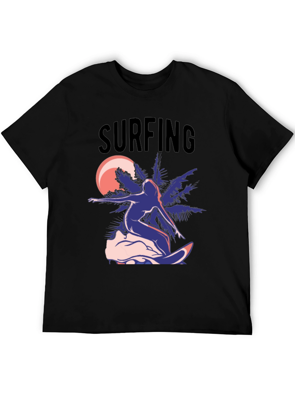 Surfing T-Shirt - Black Graphic Tee