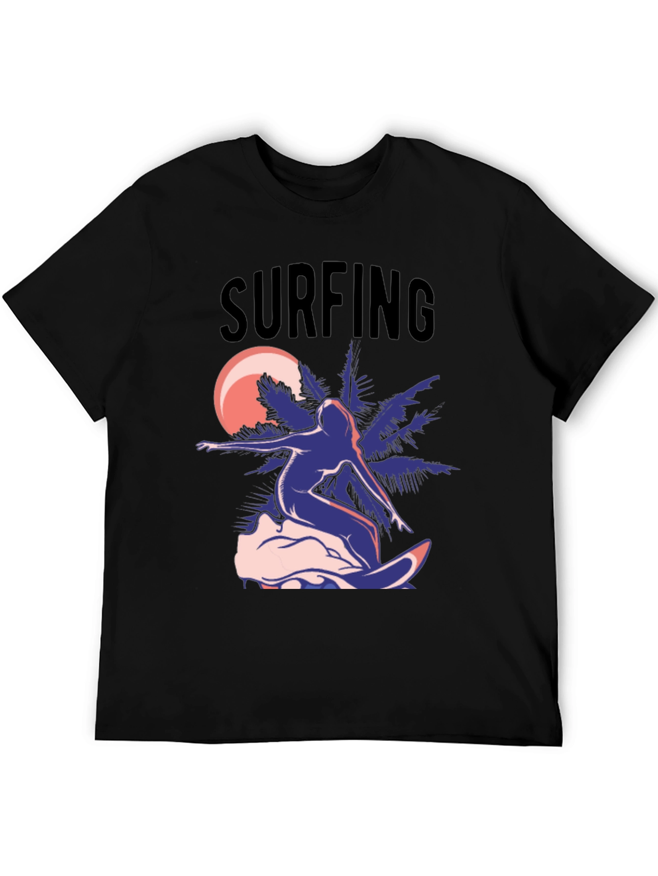 Surfing T-Shirt - Black Graphic Tee