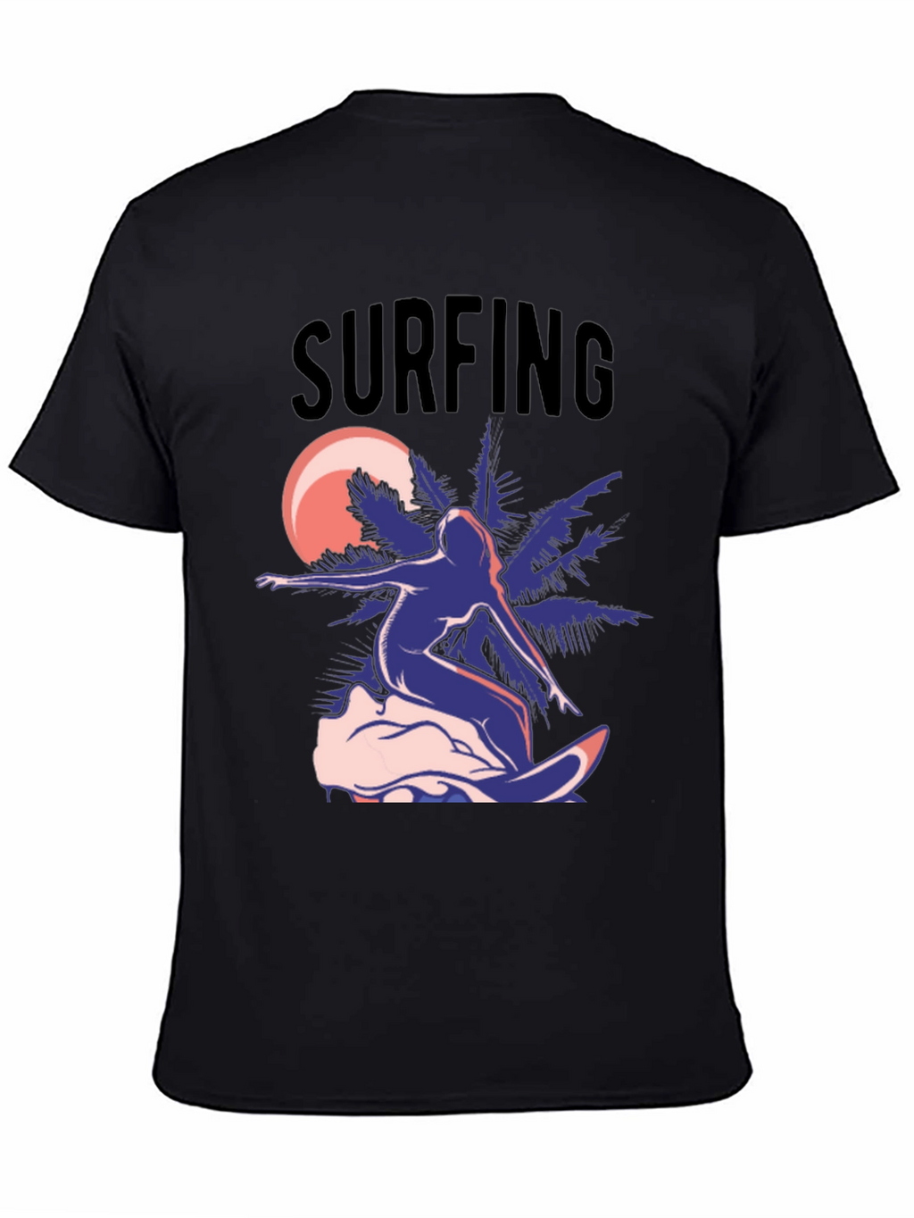 Surfing T-Shirt - Black Graphic Tee