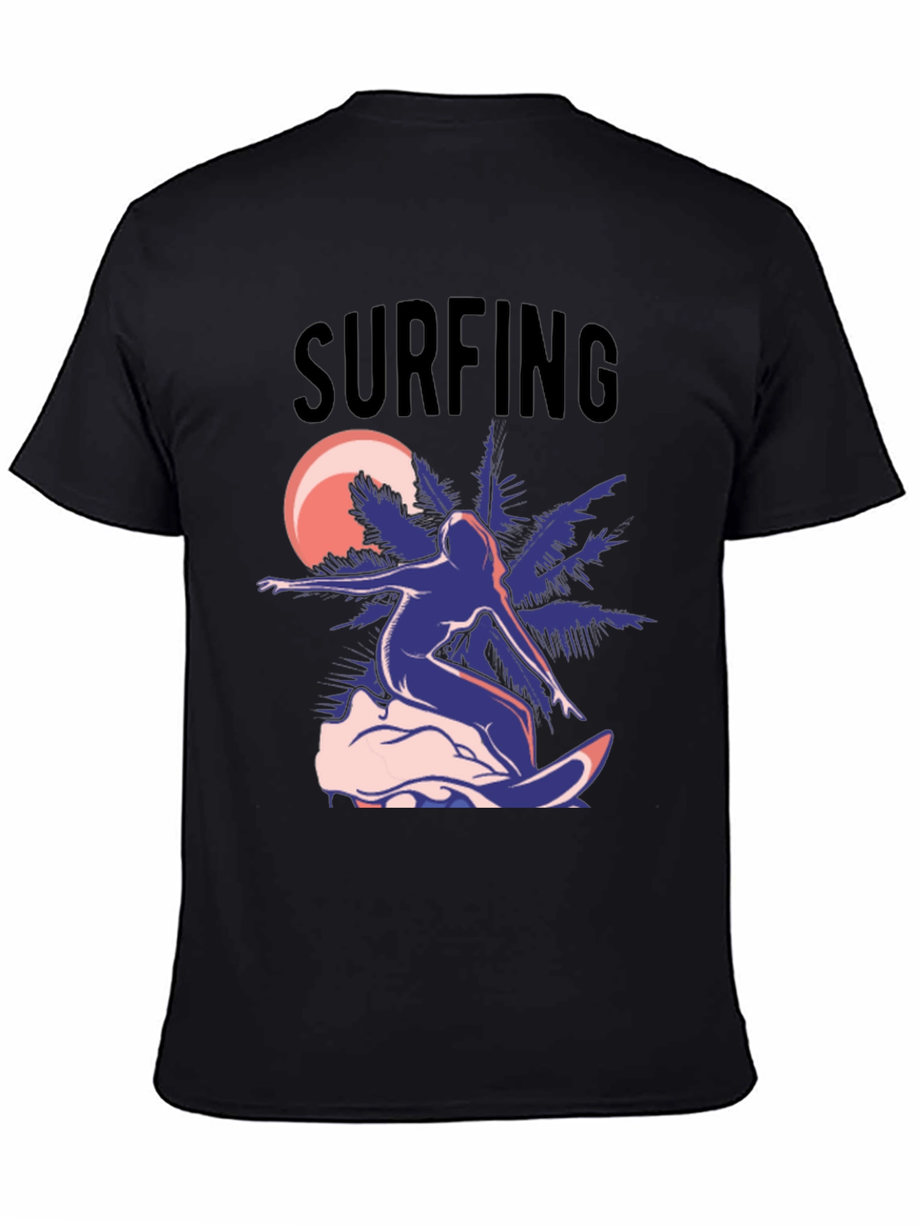 Surfing T-Shirt - Black Graphic Tee