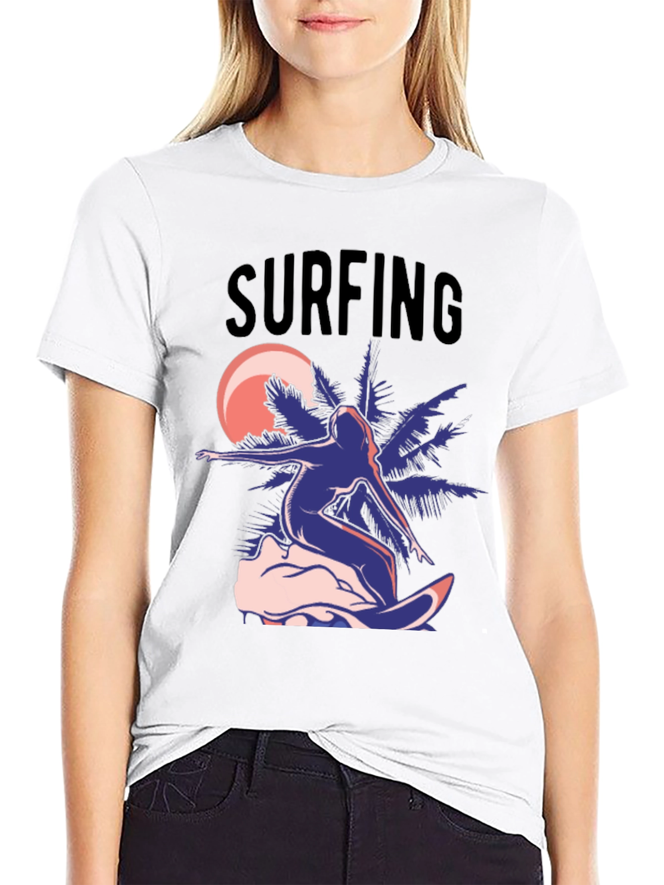 Surfing T-Shirt - Black Graphic Tee