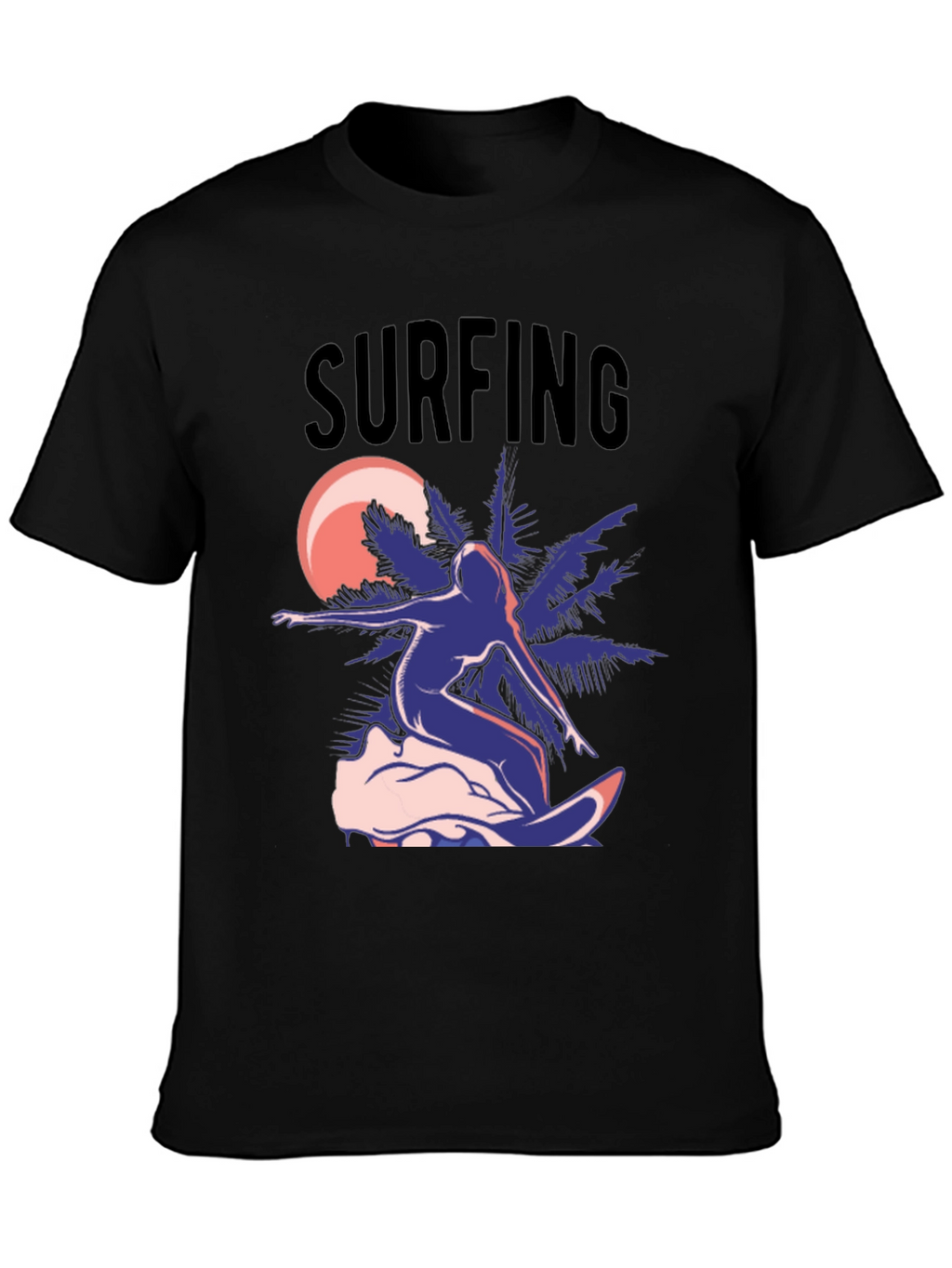 Surfing T-Shirt - Black Graphic Tee