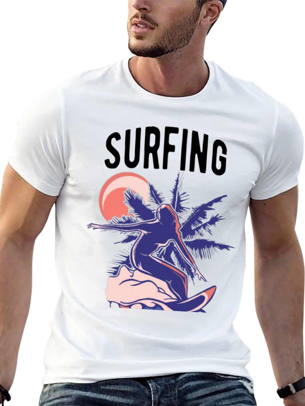 Surfing T-Shirt - Black Graphic Tee