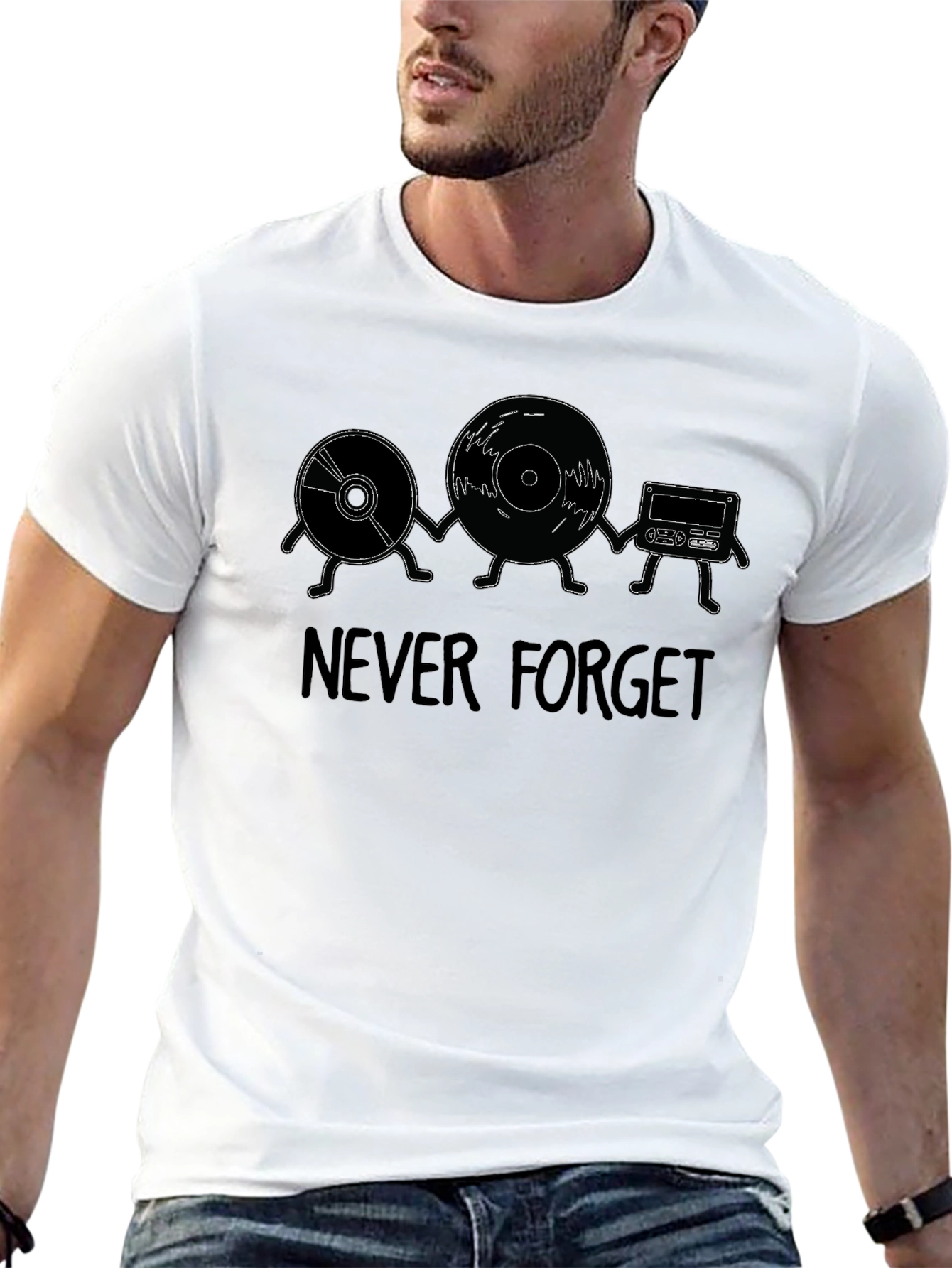 Never Forget Music T-Shirt - Retro Audio Media