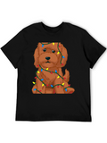 Cute Dog Christmas Lights Graphic T-Shirt