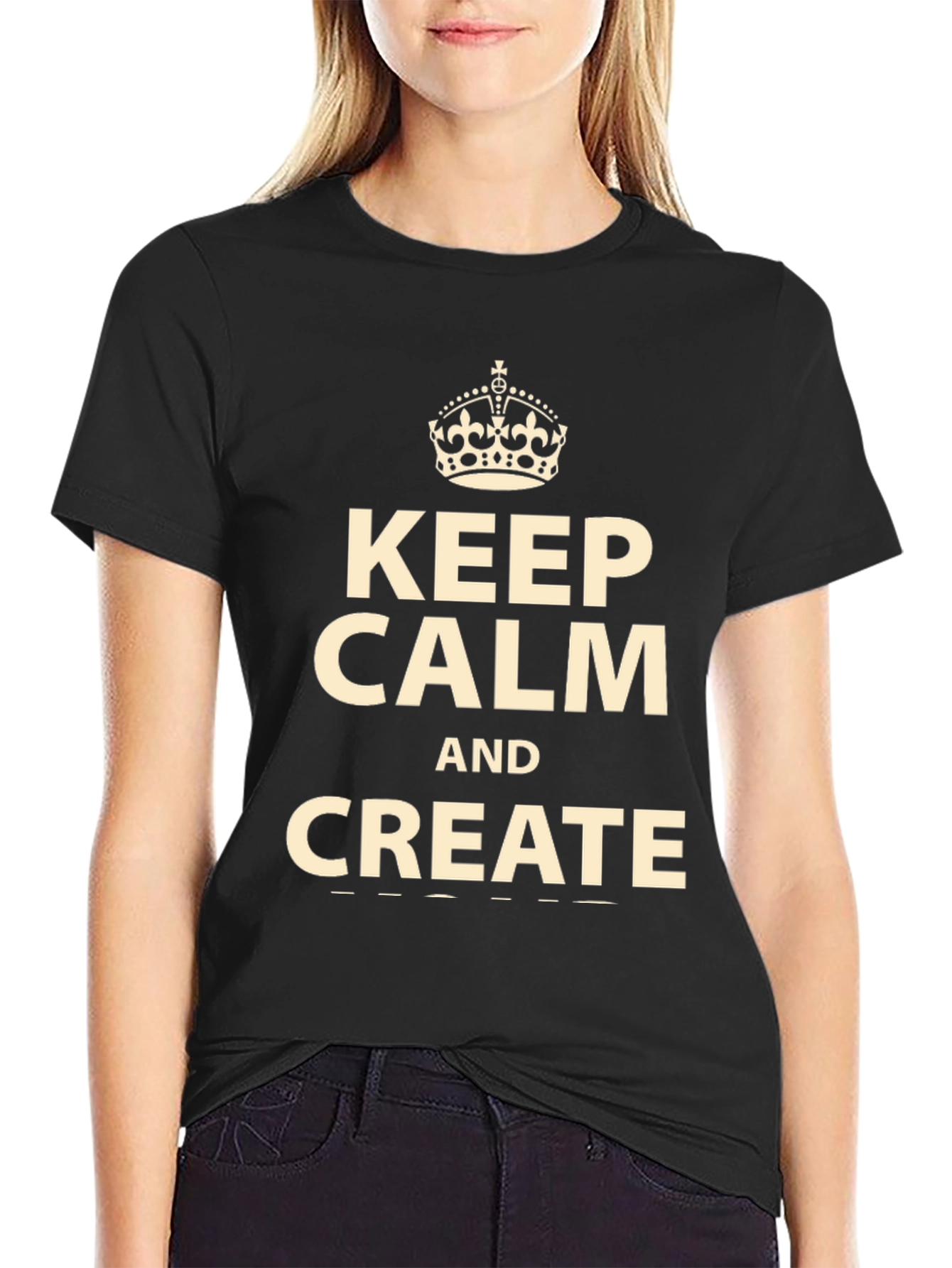 Keep Calm and Create Black Graphic T-Shirt