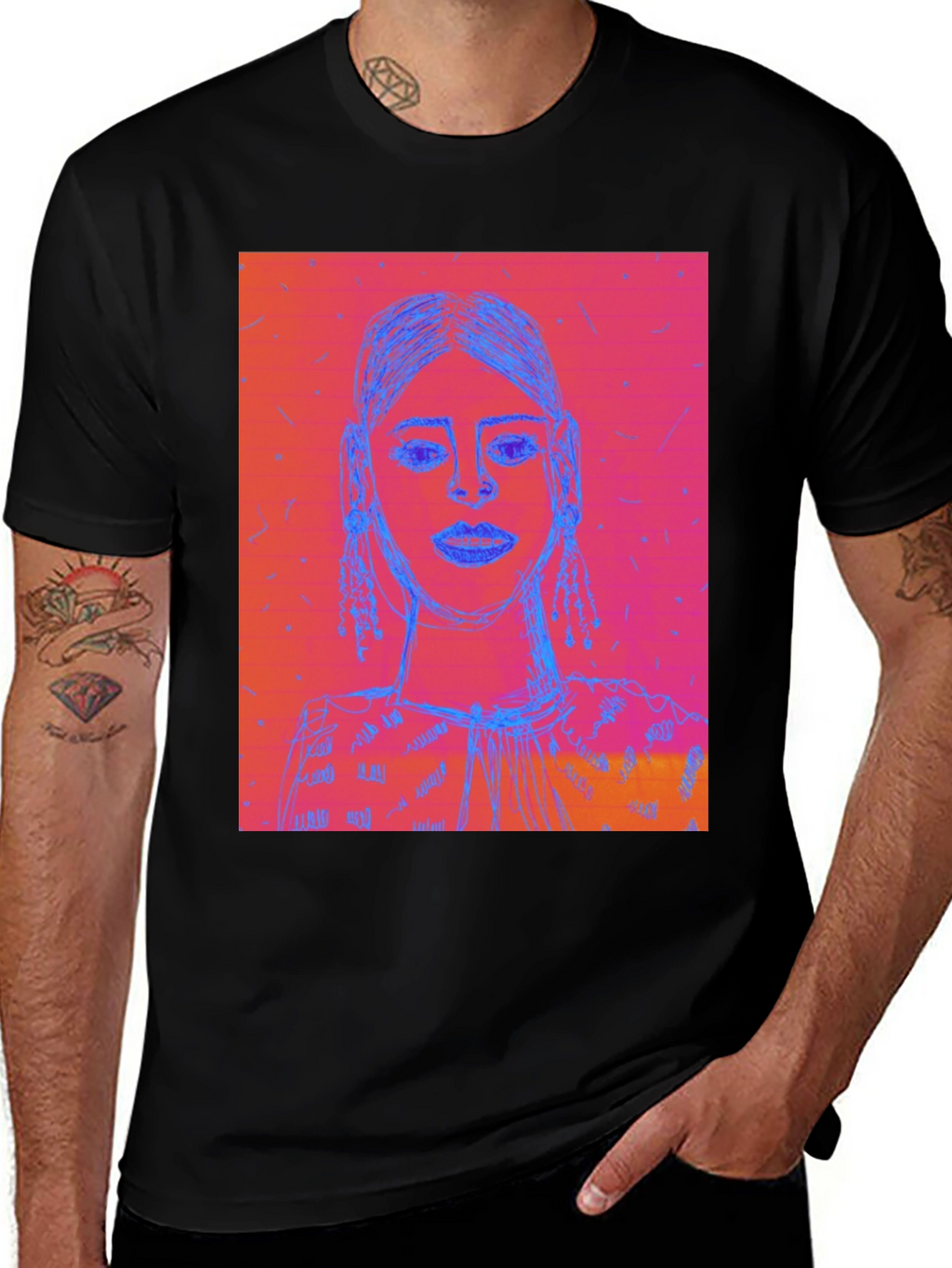 Abstract Portrait Graphic Tee - Modern Streetwear Style