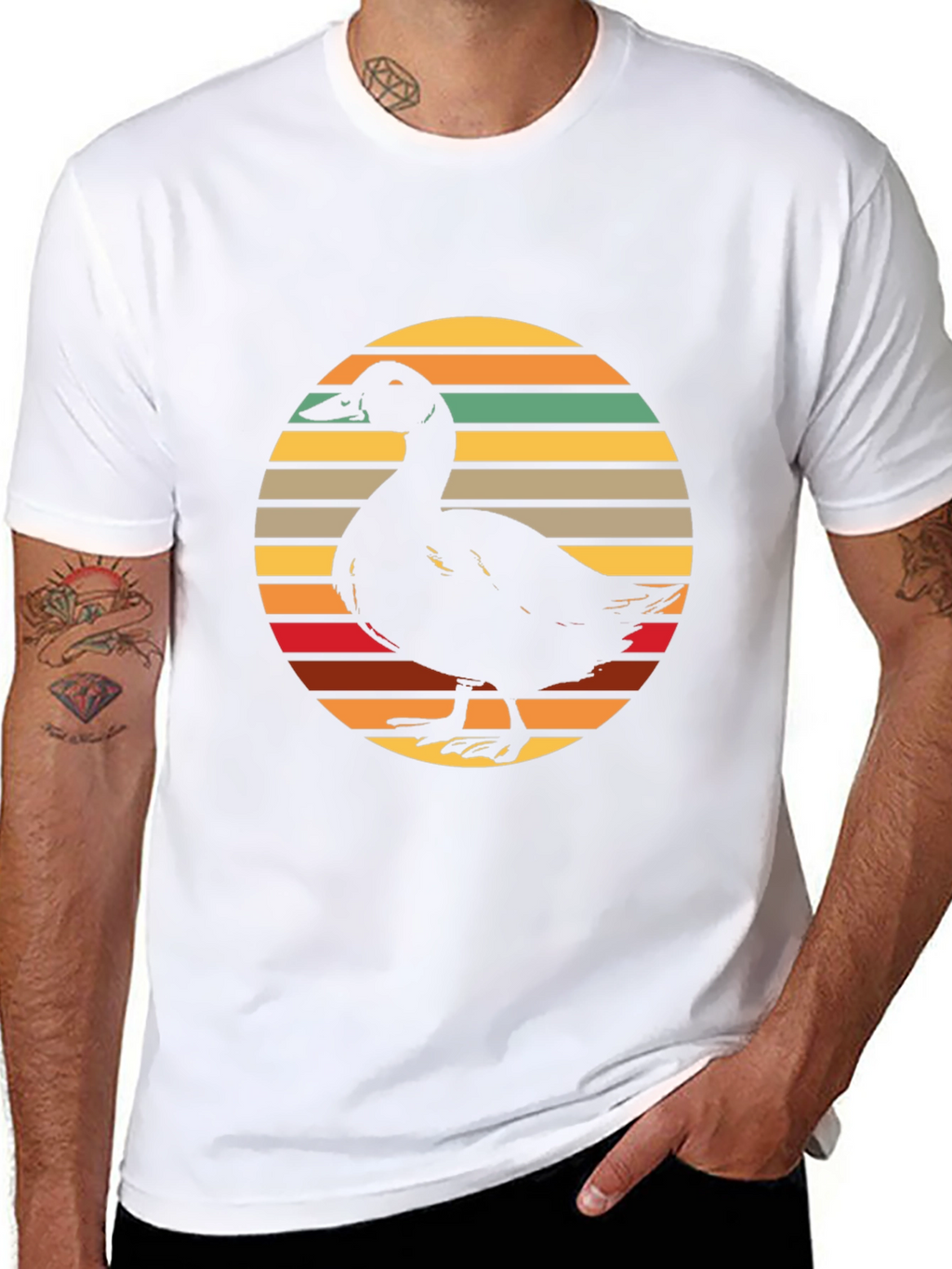 Duck Silhouette Retro Sunset Graphic Tee