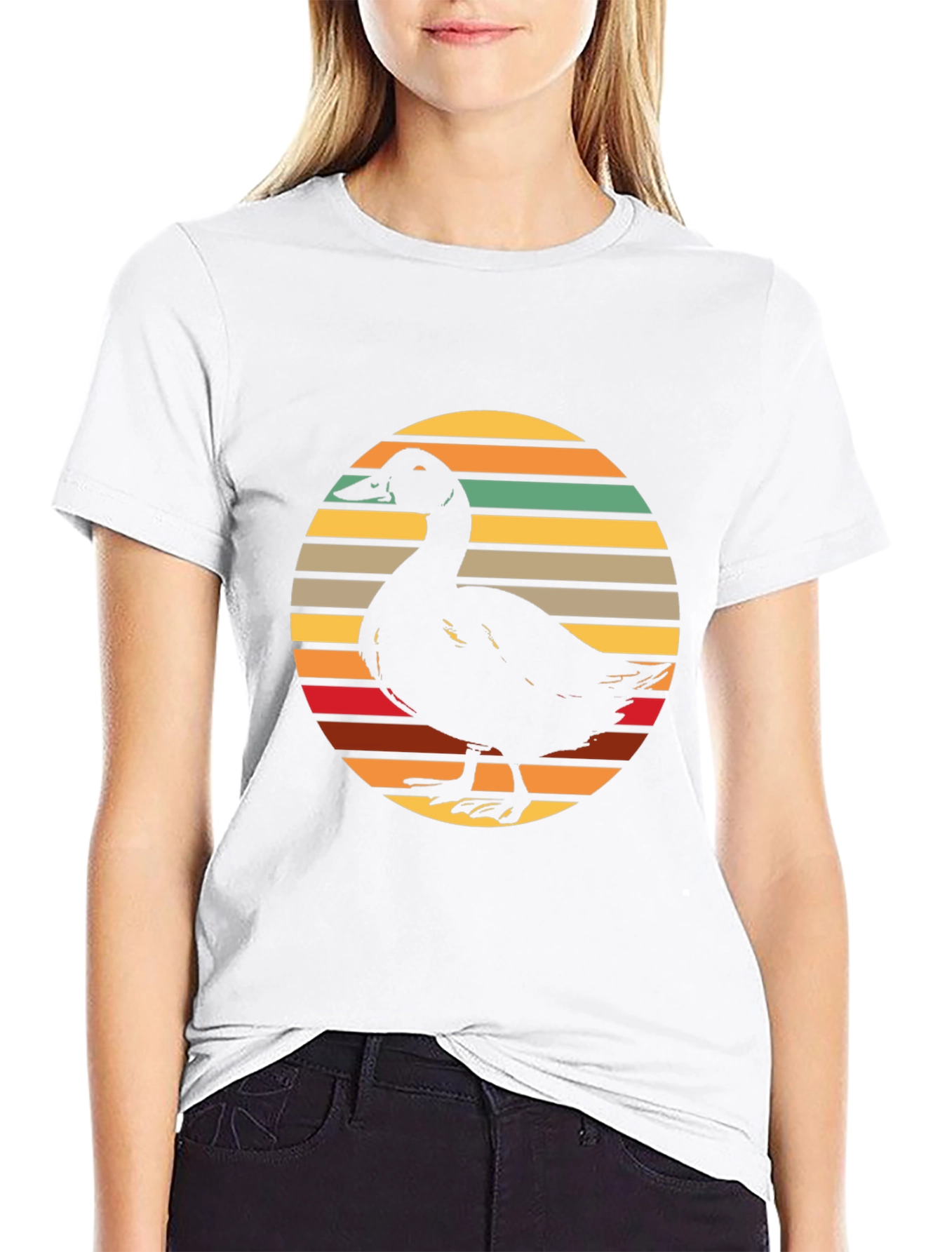 Duck Silhouette Retro Sunset Graphic Tee