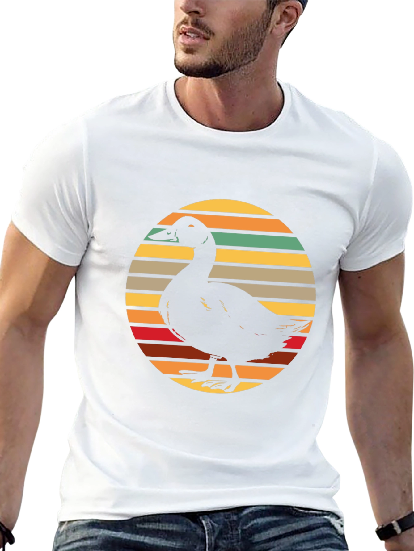 Duck Silhouette Retro Sunset Graphic Tee