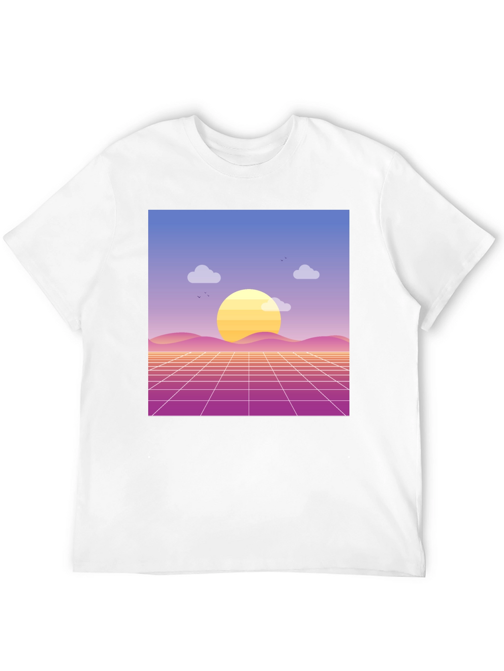Retro Sunset Graphic Tee - Black Cotton Blend