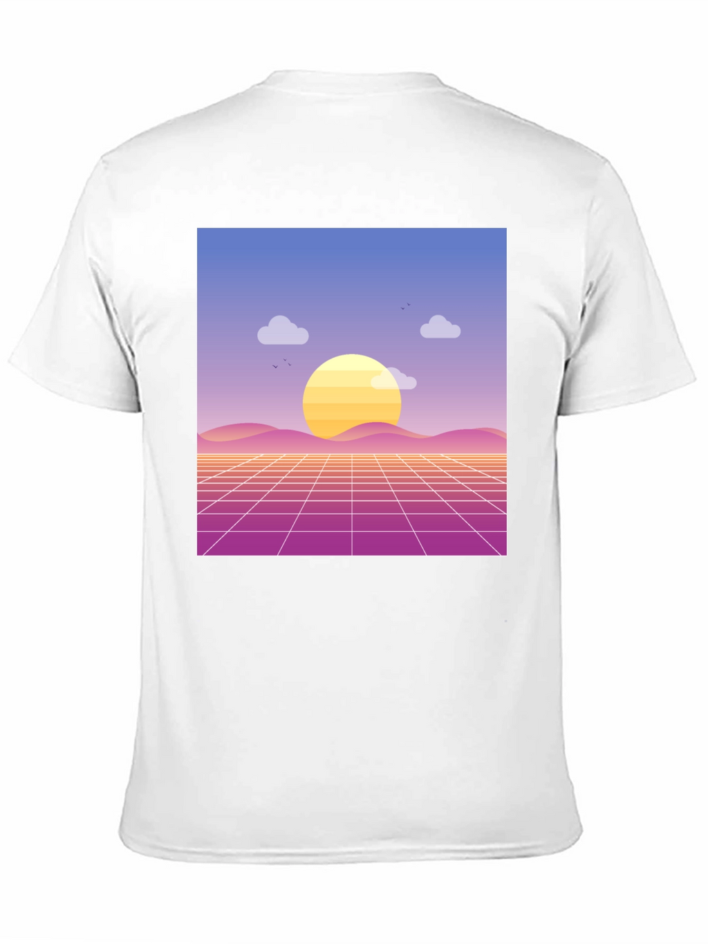 Retro Sunset Graphic Tee - Black Cotton Blend