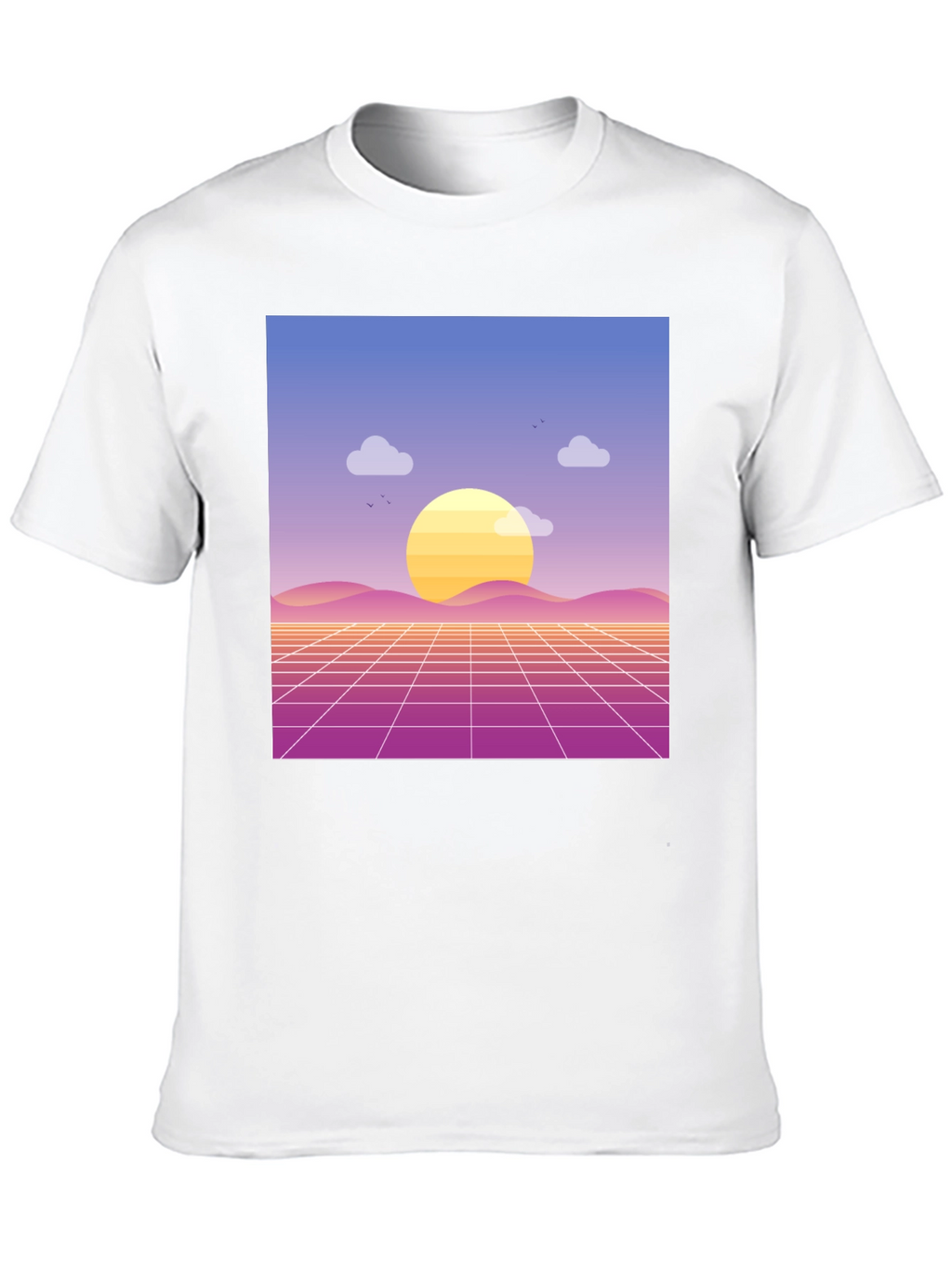 Retro Sunset Graphic Tee - Black Cotton Blend