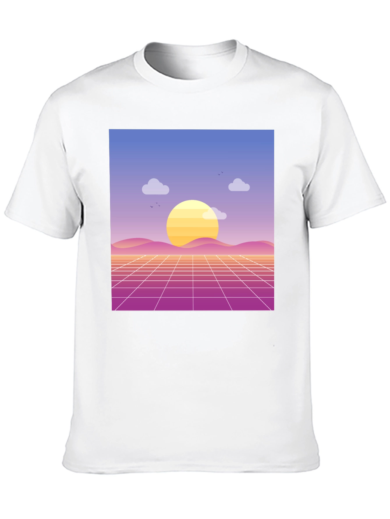 Retro Sunset Graphic Tee - Black Cotton Blend