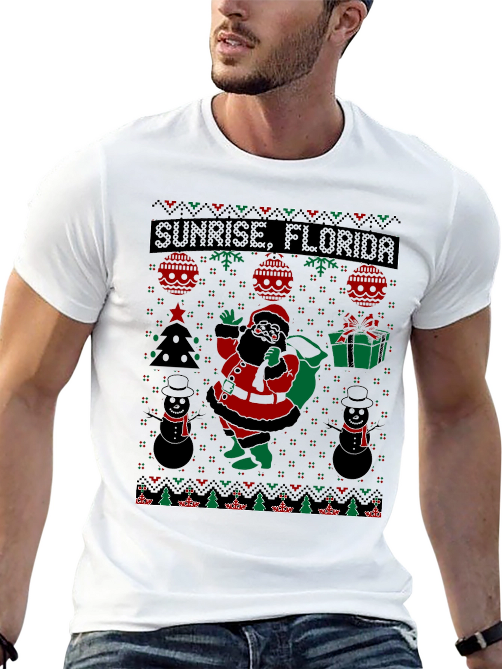Sunrise Florida Ugly Christmas Santa T-Shirt