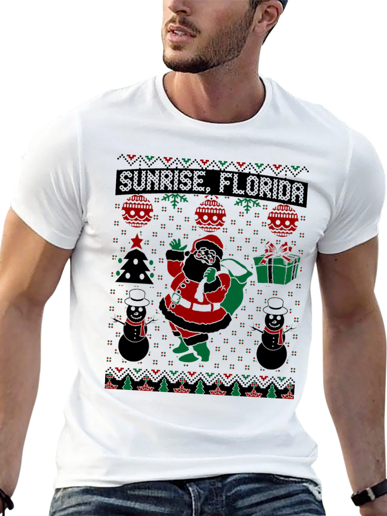 Sunrise Florida Ugly Christmas Santa T-Shirt