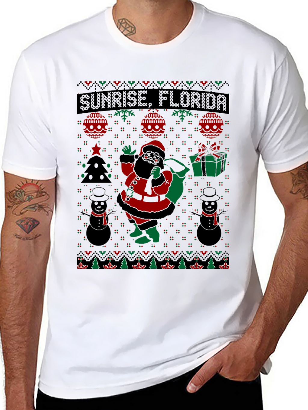 Sunrise Florida Ugly Christmas Santa T-Shirt