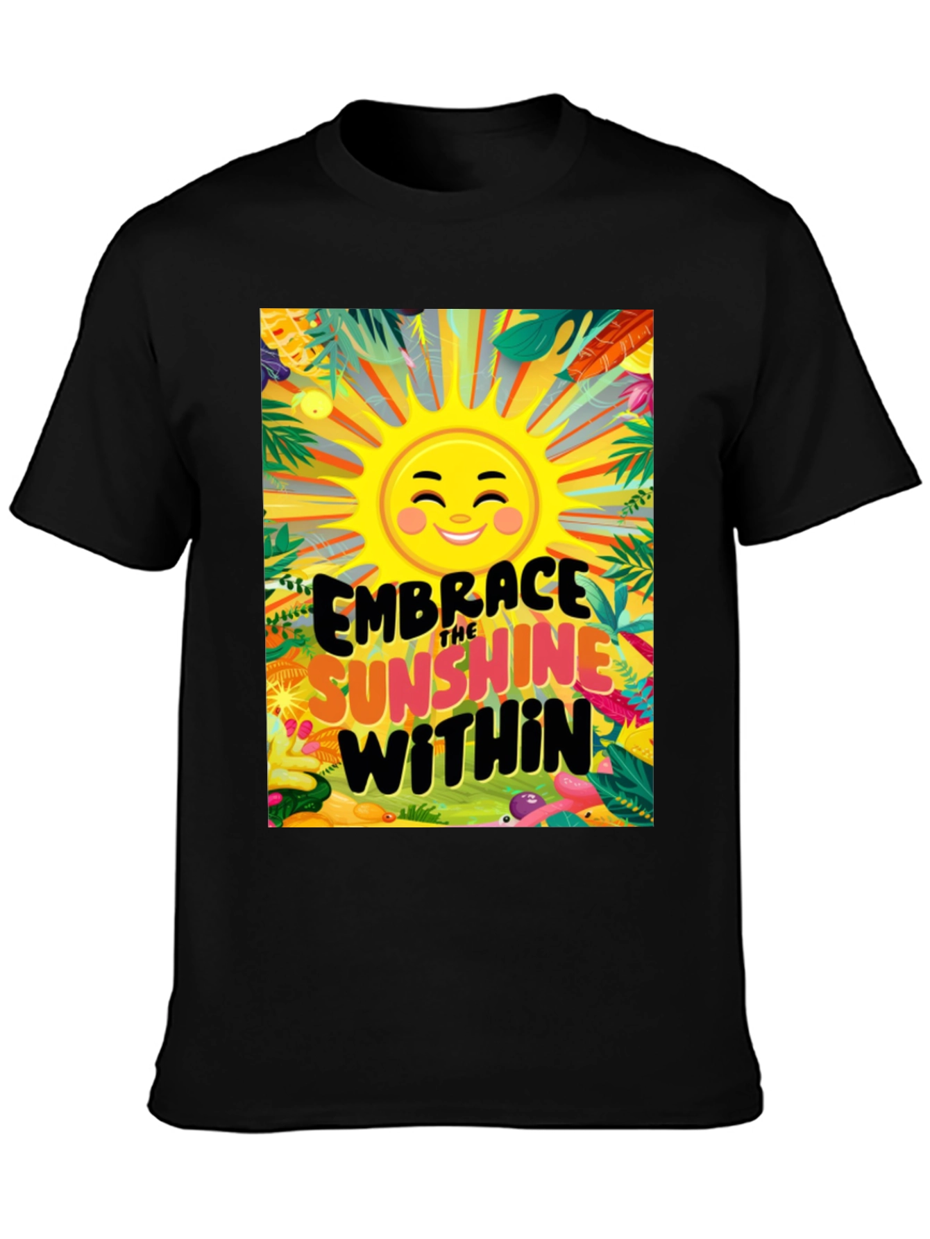 Embrace the Sunshine Within Black Graphic Tee
