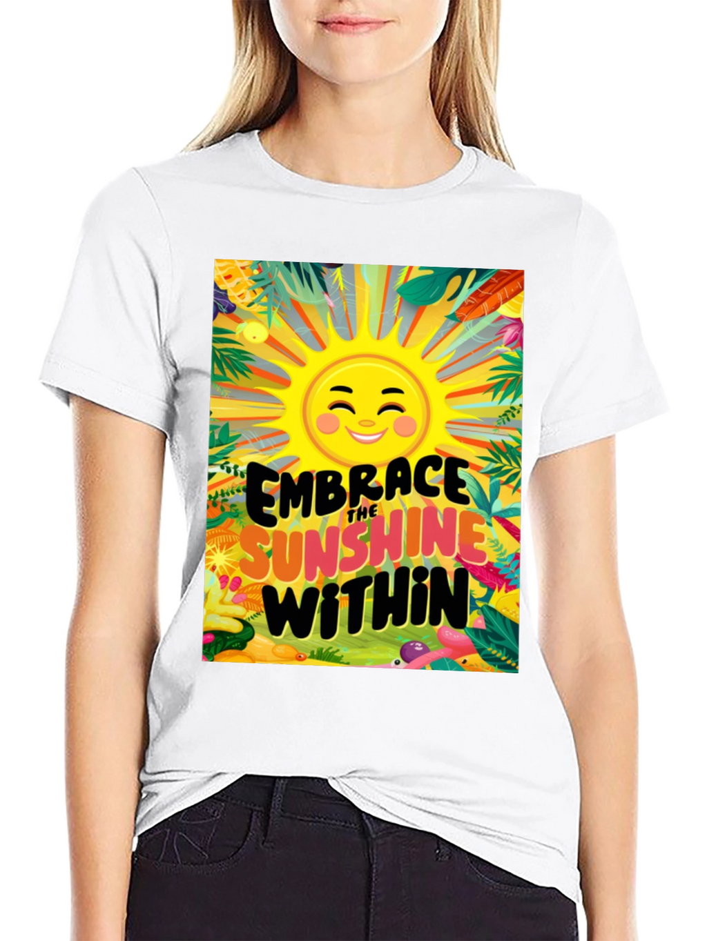 Embrace the Sunshine Within Black Graphic Tee