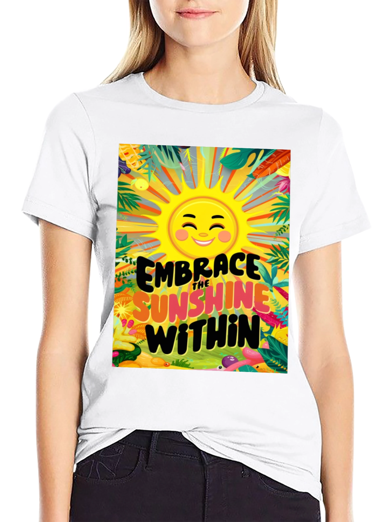Embrace the Sunshine Within Black Graphic Tee