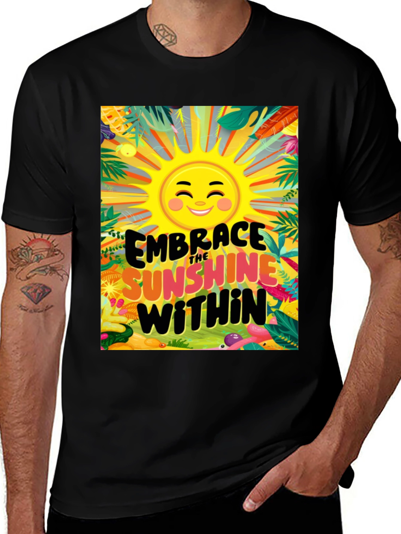 Embrace the Sunshine Within Black Graphic Tee
